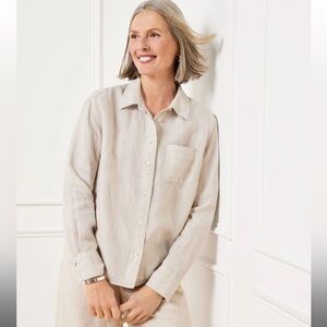 🌙 B105 - Talbots LINEN SHIRT - BEIGE